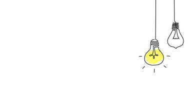 Bir çizgi lamba sanatı. Sürekli tek satır fikri, yaratıcı, enerji konsepti ampulü. Beyin fırtınası, iş çözümleri tasarım konsepti. Vektör illüstrasyonu.