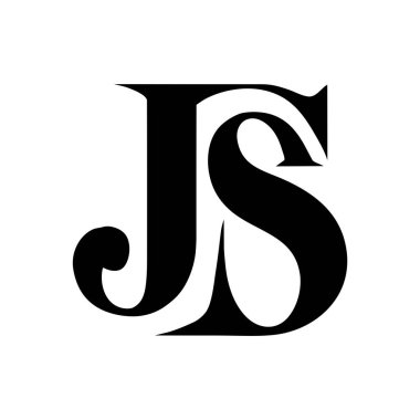 Biçimlendirilmiş siyah-beyaz js logo tasarımı
