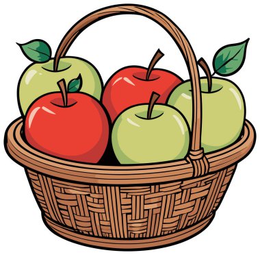 Sepet kırmızı ve yeşil elmalarla dolu