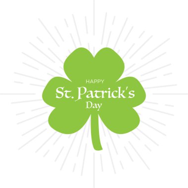 Yeşil dört yapraklı yonca beyaz 