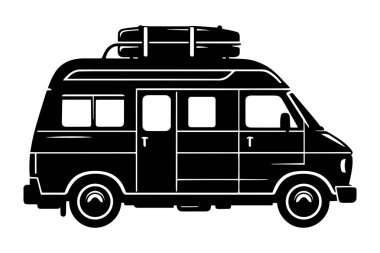 Kamp aracı silueti. vektör illüstrasyonu