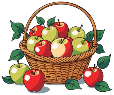 Sepet kırmızı ve yeşil elmalarla dolu