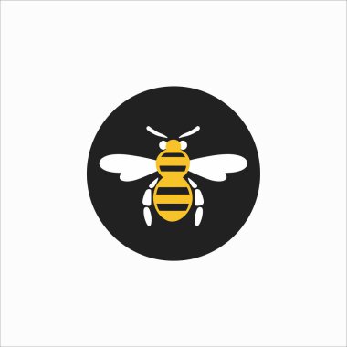 Siyah arkaplan ve sarı çizgili bir arının grafiksel çizimi