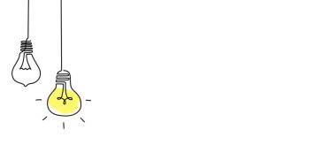 Bir çizgi lamba sanatı. Sürekli tek satır fikri, yaratıcı, enerji konsepti ampulü. Beyin fırtınası, iş çözümleri tasarım konsepti. Vektör illüstrasyonu.