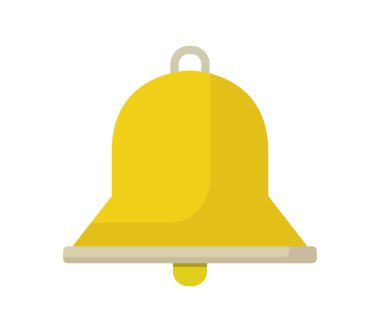 Pürüzsüz tasarımı ve beyaz arkaplanda eğri kenarları olan sarı çan simgesi