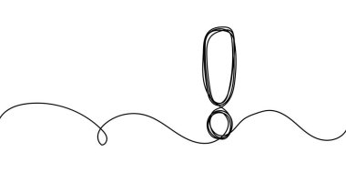 Ünlem Mark Aralıksız Çizgi Sanat İşareti Çizim Noktası Teklisi. Kalın Ünlem Mark Vektör İllüstrasyonu: Dikkat Edin ve Sorunları Çözün. En İyi Vektör İllüstrasyonu Önemli İletiler ve Uyarılar