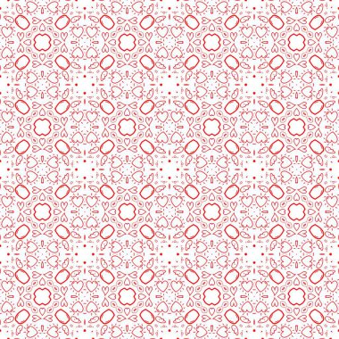 Beyaz arkaplanda kırmızı şekillerin tekrarlanan deseni