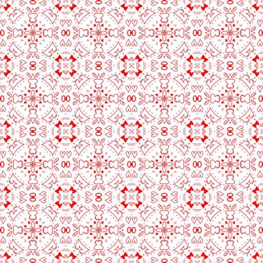 Kırmızı ve beyaz geometrik şekillerin tekrarlanan deseni