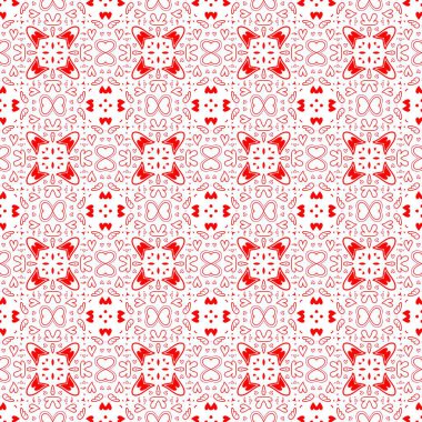 Kırmızı kalpler ve çiçek dizaynı tekrarlanıyor