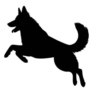 Zıplayan bir Alman çoban köpeğinin silueti.