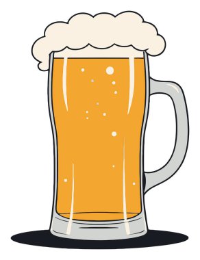 Sağlam bir arka planda içi altın birayla dolu köpüklü bir kupa tasviri