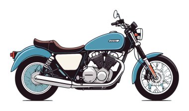 Turkuaz gövdeli renkli motosiklet ve krom detaylar yan yana park edilmiş.