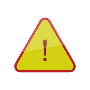 Parlak sarı arkaplanda ünlem işareti olan üçgen şekilli uyarı işareti