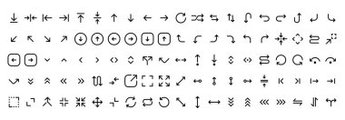 Değişik geometrik şekillerin siyah ve beyaz çizimi farklı şekillerde sıralanmıştır..