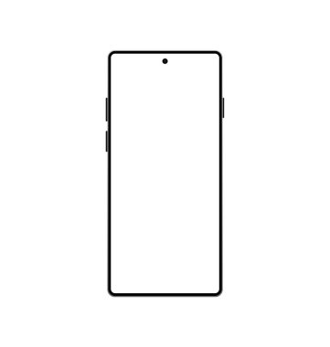 Boş ekran ve minimal tasarımı olan akıllı telefonun siyah beyaz çizimi
