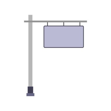 Gümüş metal bir direğe asılı boş dikdörtgen tabela