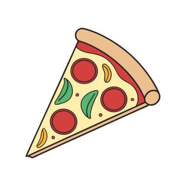 Lezzetli pizza dilimi yemek ikonu vektör çizimi