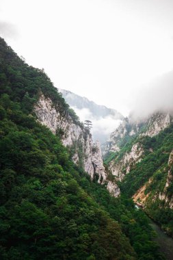 Dağlardaki güzel manzara ve mavi gökyüzü