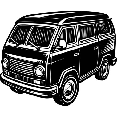 Beyaz arkaplanda klasik siyah karavan çizimi