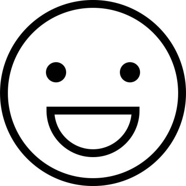 Yuvarlak şekilli gülümseyen yüzün basit siyah beyaz çizimi
