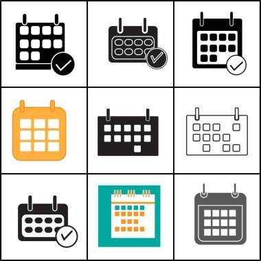 Takvim simgeleri vektör illüstrasyonunu ayarla