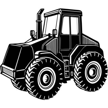 Traktörün siyah beyaz çizimi