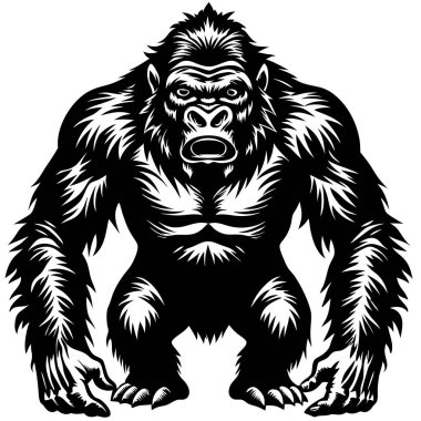 Gorilin siyah beyaz çizimi