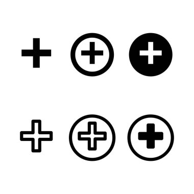 Artı simgeler vektör illüstrasyonunu ayarla