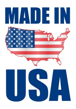 Amerikan bayrağı ve kökenini ABD olarak gösteren metin tasarımı