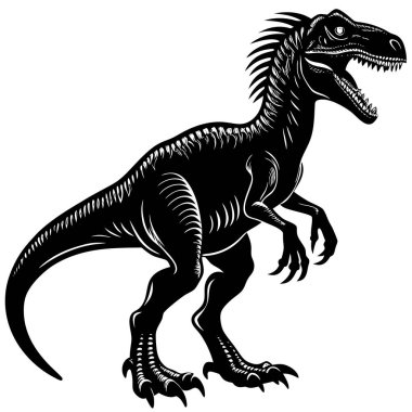 Kükreyen dinozorun siyah silueti.