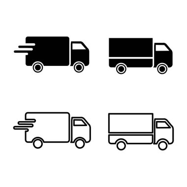 Farklı tasarım ve stilleri gösteren dört kamyon simgesi.