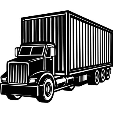 Kargo taşıyan siyah beyaz bir kamyon.