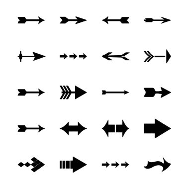 Farklı yönleri gösteren çeşitli siyah ok şekilleri