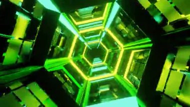 Canlı tünel video döngüsü ekran koruyucuları ve dinamik geometrik desenler ve parlak renkler için görsel bir deneyim yaratır