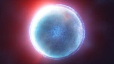Mavi enerji sihirli çember, küre, fütüristik dalgalardan ve atom enerjisi ve elektrik güç alanının çizgilerinden oluşan top. Soyut arkaplan. Yüksek kalite 4k video, hareket tasarımı