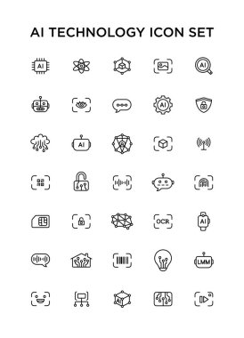 Ai Technology Icon Set vector illustration