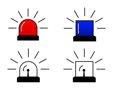 Kare şablonda parlayan göstergelerle birlikte dört alarm ışığı görüntülendi.