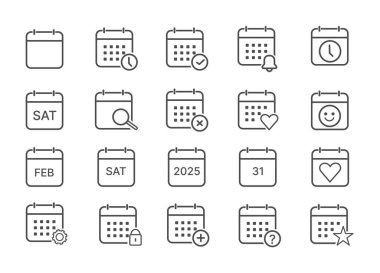 Çeşitli sembol, gün ve tarihlerin yer aldığı takvim simgelerinden kurtul.