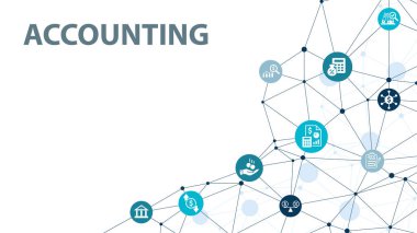 Muhasebe simgesi ayarlandı. Mali beyan, muhasebeci, mali denetim, fatura, vergi hesap makinesi, işletme firması, vergi iadesi, gelir ve bilanço simgeleri içermektedir. Solid simge koleksiyonu.