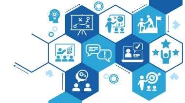 Danışmanlık vektörü. Tavsiye ve destek, danışman ve danışman, karar verme veya müzakere veya denetim, analiz ve istişare konularında profesyonel yardım.