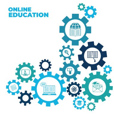 e-öğrenme, harmanlanmış öğrenme, gibinar konsept vektör çizimi