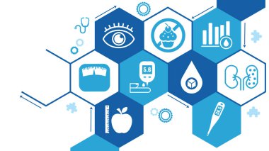 Diyabet. Glikoz için kan testi, hipoglisemi ya da hiperglisemi teşhisi için glukometre kullanılıyor. Laboratuvar ekipmanları, şırınga. Doktor şeker seviyesini ölçüyor. Dünya Diyabet Farkındalığı Günü.