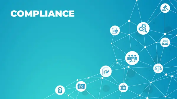 compliance icon concept: corporate mission or compliance policy or ethical management values connected icons