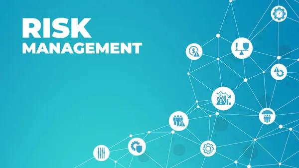 Risk yönetimi vektör çizimi. Risk analizi veya risk değerlendirmesi ve iş dünyasında, bir şirkette veya maliyede kimlik tespiti ile ilgili ikonlara ilişkin kavram.