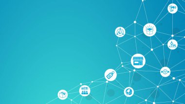 Ticari ve pazarlama, fiyat, yer, tanıtım, ürün, insan ve fiziksel çevre için pazarlama sancak simgesi. En az vektör bilgisi.