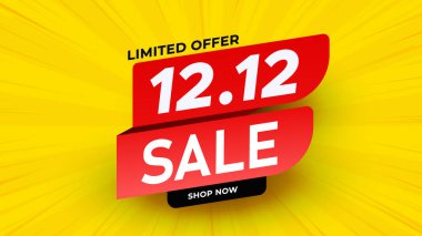 12.12 Alışveriş Günü posteri ya da broşür tasarımı. 12.12 Çılgın satışlar online. EPS 10