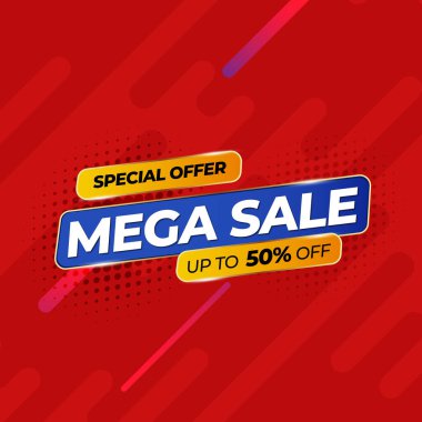 Satış afişi şablonu tasarımı, Mega indirimi özel teklif. 