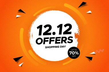 12.12 Alışveriş Günü posteri ya da broşür tasarımı. 12.12 Çılgın satışlar online. EPS 10