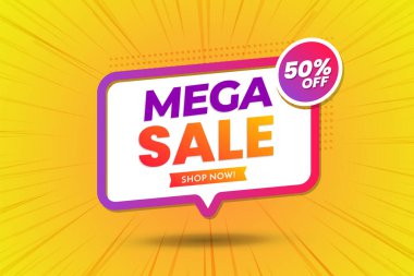 Satış afişi şablonu tasarımı, Mega indirimi özel teklif. 