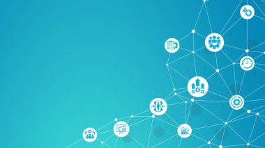 Yönetim, devam eden operasyon, risk, dayanıklılık ve prosedürler ikonu ile bir önleme ve kurtarma sistemi yaratmak için ticari devamlılık planı sancak web simgesi konsepti
